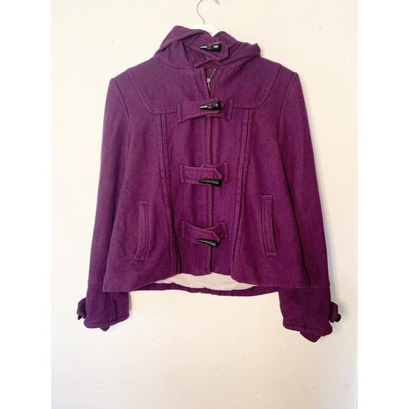 Guess Jackets & Blazers - Guess Purple Peacoat Jacket with Hood
